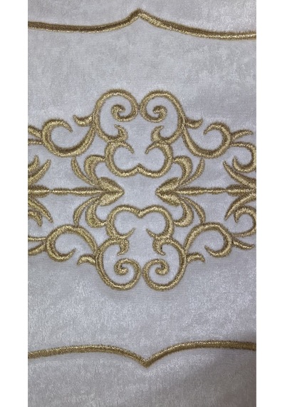 Laura Kadife Gold Nakışlı Hurç Küçük Boy 30x35x15 Cm Söz Çeyizlik Nişan Düğün Gelin Bohçası Beyaz