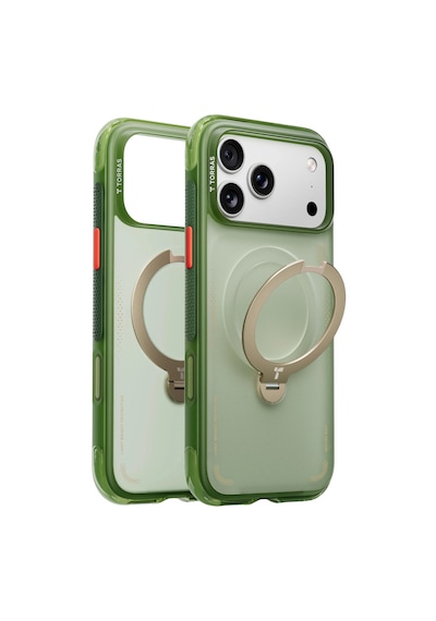 Torras Apple iPhone Uyumlu 17 Pro O Stand Q3 Spin Air Serisi Magsafe Kılıf - Lacivert Yeşil