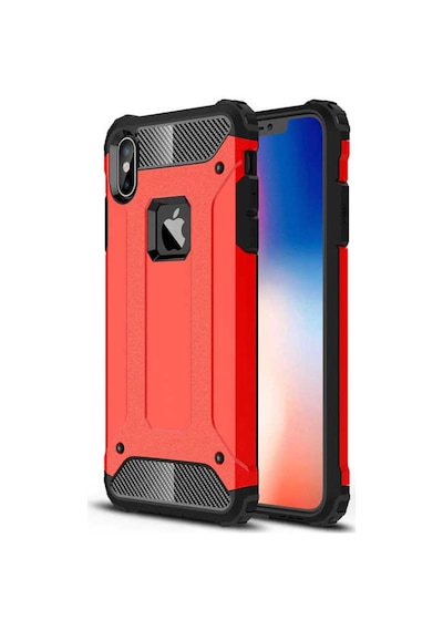 Noktaks - Apple Uyumlu iPhone X - Xs - Kılıf Çift Katman Zırh Tank Crash Military Kapak - Kırmızı Kırmızı