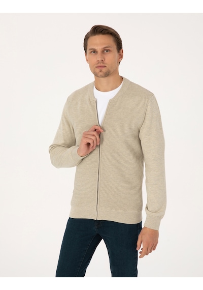 Pierre Cardin Erkek Kum Melanj Hırka Triko 50317333-vr123 Kum Melanj