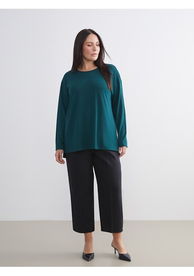 Lcw Everyday Yeşil Bisiklet Yaka Oversize Kadın Tişört