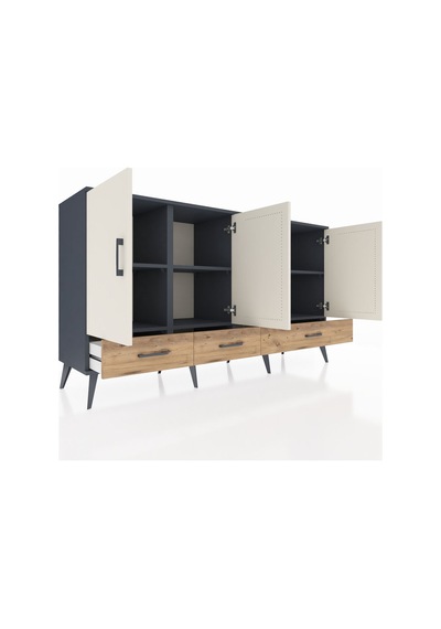 Hyperion Konsol 6 Raflı 3 Çekmeceli 4 Kapaklı 176x44x99 Antrasit- Antrasit-aytaşı/çam Hyperion Konsol 6 Raflı 3 Çekmeceli 4 Kapaklı 176x44x99 Antrasit- Antrasit-aytaşı/çam