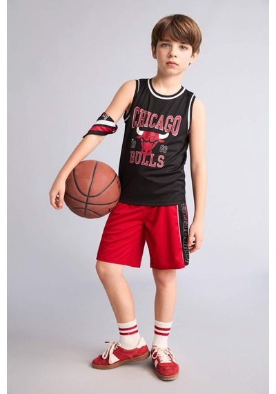 Defacto Nba Chıcago Bulls Regular Fıt Tül Şort Erkek Çocuk H2883a826hsrd70 Kırmızı-rd70