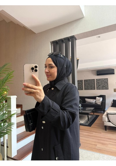 Esra Butik78 Siyah Renk Büyük Beden Uyumlu Yazlık Paraşüt Kumaş Tesettür Kap