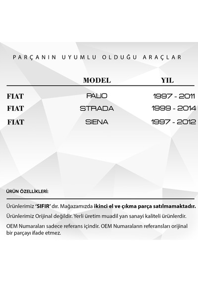 Fiat Palio İçin Arka Kapı İç Segmanı
