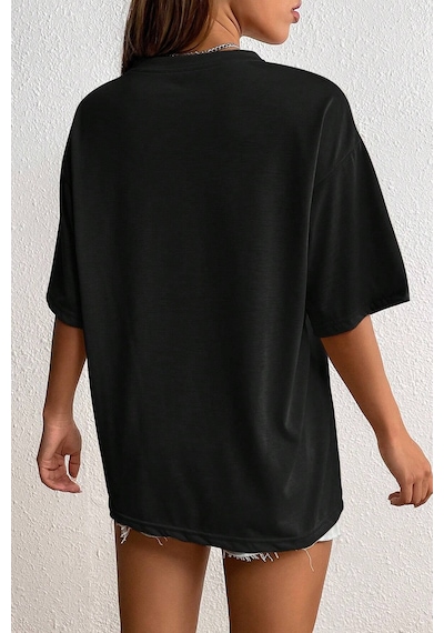 Unisex Mountains Baskılı Tasarım Tshirt Siyah