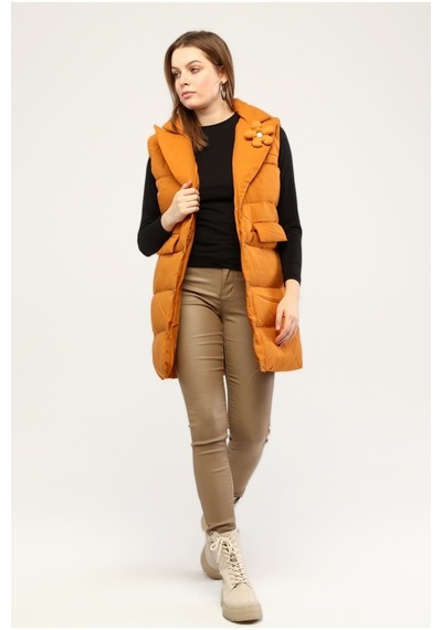 Pua Fashion Tarçın Çiçek Detaylı Yelek 001
