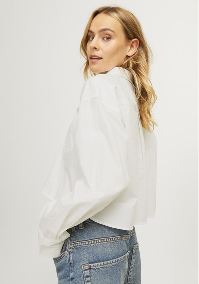 Jack & Jones Kadin Crop Poplin Gömlek - Jamie 12260549 White Beyaz