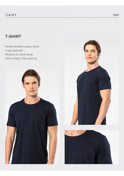 Cacharel Erkek Bisiklet Yaka T-shirt 2169/lacivert
