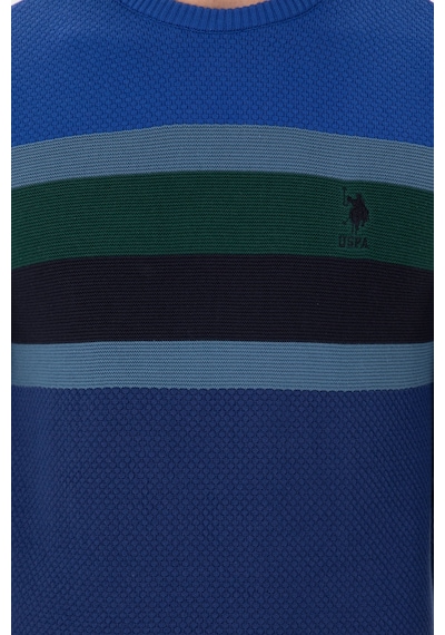 U.S. Polo Assn.  Erkek Slim Fit Bisiklet Yaka İndigo Kazak 50292866-VR028