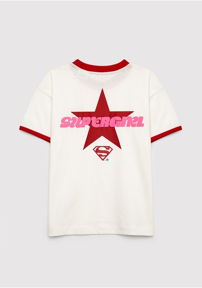 Mavi - Supergirl Baskılı Ekru Tişört 7610496-70057