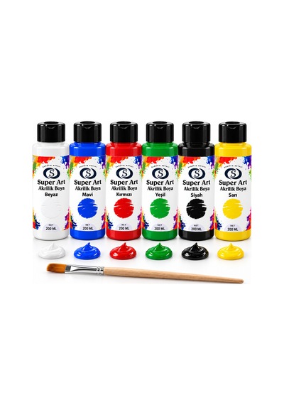 Superart Akrilik Boya Seti 6 Renk 6 200 Ml Çok Renkli