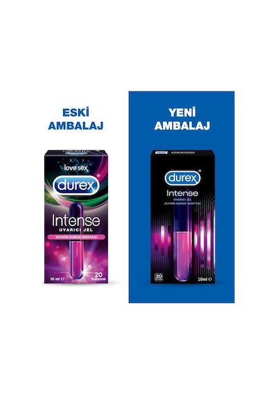 Durex Intense Uyarıcı Jelli ve Tırtıklı Prezervatif 2 x 20'li + Uyarıcı Jel 20'li