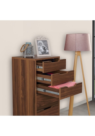 Pasific Home Flow Çekmeceli Şifonyer Meşe 7 Çekmeceli