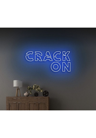 Crack On Yazılı Neon Tabela Mavi