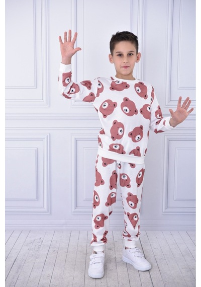 Veramoni Ayıcık Baskılı Uzun Kollu Çocuk Alt Üst Ikili Takım Unisex Kahverengi. Veramoni Ayıcık Baskılı Uzun Kollu Çocuk Alt Üst Ikili Takım Unisex Kahverengi.