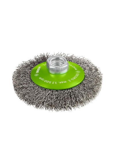 Bosch Konik Fırça, Gewellter Tel, Paslanmaz, 0,35 Mm, 100 Mm, 12500 U/min, M 14, 2608622108