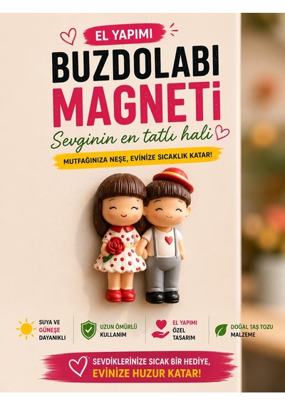 2 Li Sevgili Magnet 5 Cm