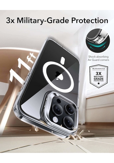 Esr Apple Uyumlu iPhone 16 Pro Halolock Mag Safe Classic Hybrid Standı Silikon Kılıf Şeffaf
