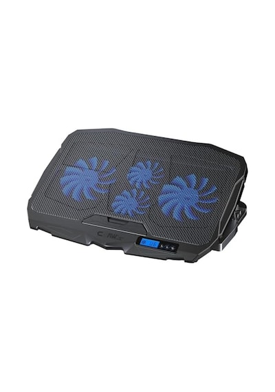 Tornado 4x Turbo Led Fan - Ayarlabilir Fan Hızı & 6 Farklı Stand Yükseklik Kademesi - 2 Usb Portlu - Metal Mesh Zemin - Lcd Ekranlı Notebook Soğutucu - Siyah 9"-17" Boyut Destekli