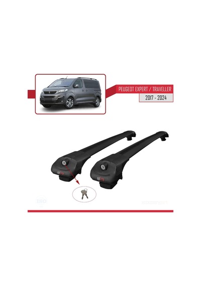 Peugeot Expert - Traveller 2017 Ve Sonrası İle Uyumlu Ace-1 Ara Atkı Tavan Barı Siyah