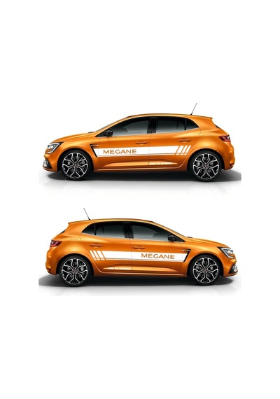 Renault Megane Yazılı Düz Şerit Yan Kapı Sticker Etiket Modeli