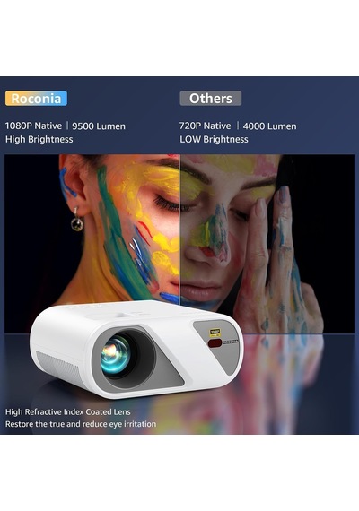 Roconia Tripodlu 1080P FHD Mini Projektör