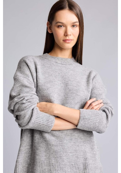 Defacto Oversıze Bisiklet Yaka Triko Kazak H2239ax26wngr156 Gri-gr156
