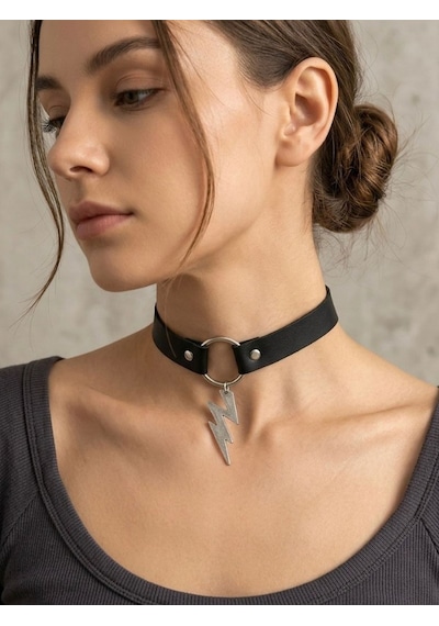 Deri Choker Yıldırım Kolye Punk Gotik Boyunluk Kadın Rock Stil Kolye Ayarlanabilir Siyah Choker Trendy Takı Çok Renkli Deri Choker Yıldırım Kolye Punk Gotik Boyunluk Kadın Rock Stil Kolye Ayarlanabilir Siyah Choker Trendy Takı Çok Renkli