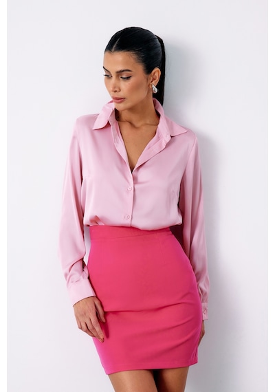 Sateen Saten Gömlek - Pembe-135044 Pembe