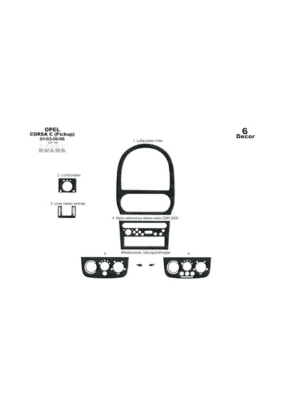 Opel Corsa C Picku Parçatorpido Kaplama 2003-2006 6 Parça Karbon