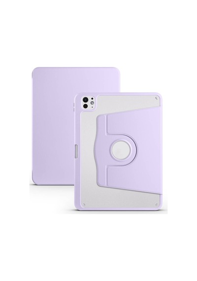 İpad Pro 11 2024 M4 A2836-a2837-a3006 Uyumlu Kalem Bölmeli Dönebilen Standlı Termik Tablet Kılıfı - Lila - T32861