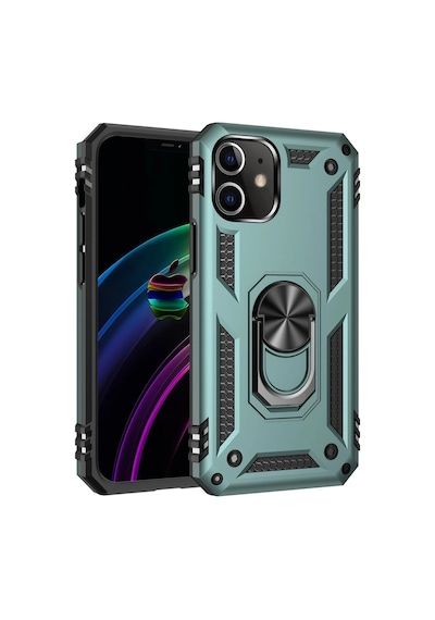 İphone 12 Mini Kılıf Sofya Yüzüklü Silikon Kapak - Yeşil