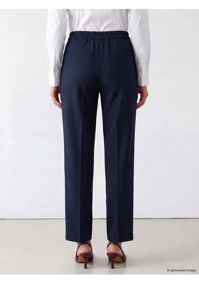 Lcw Modest Lacivert Beli Lastikli Geniş Paça Pileli Kadın Pantolon