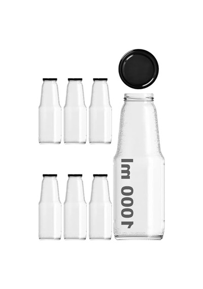 1000 Ml Kapasiteye Sahip Şeffaf Cam Şişe, Metal Kapaklı - 6 Adet 2.8 L