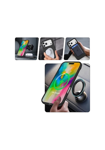 Apple İphone 17 Pro Max Regal Magsafe Standlı Kapak - Siyah 0.2M-Çok Renkli