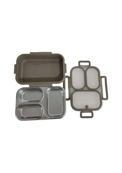 Aryıldız Bento Dikdörtgen 3 Bölmeli Lunch Box Yemek Termosu Kahverengi 1000 Ml Kahverengi