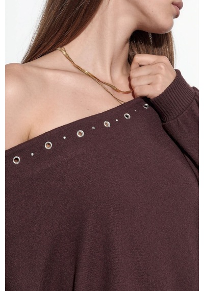 Hiccup Busem Kadın Bisiklet Yaka Polar Sweatshirt Kahverengi