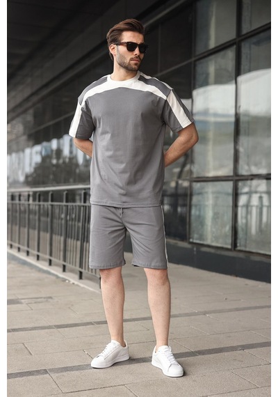 Madmext Füme Erkek Şort T-shirt Takımı E7346 Füme