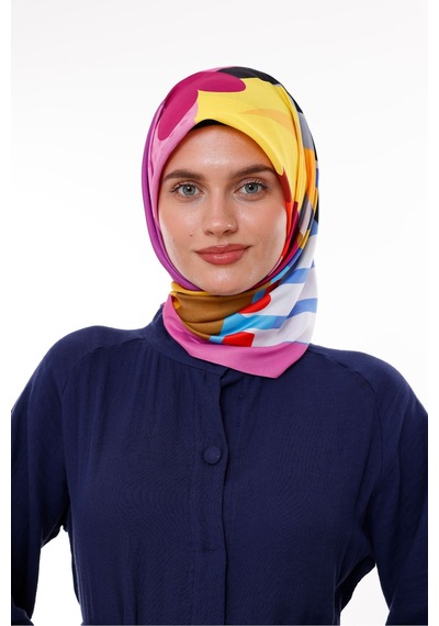 Tarzını Seç Grafik Rüzgarı Model Eşarp 100x100 Cm Renkli