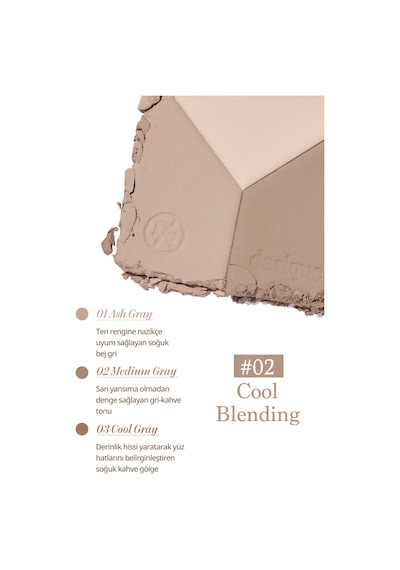 Dasique  Doğal Gölgelendirme Sunan 3'lü Kontür Paleti V Cut Blending Shading 02 Cool Blending