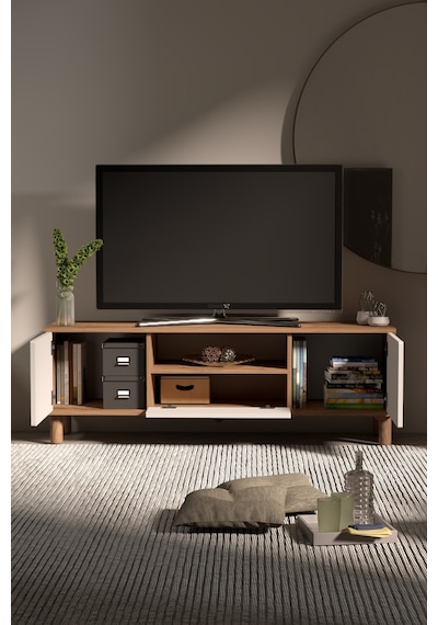 Bohem Tv Ünitesi 150 Cm Çizgili Kapak Kahverengi