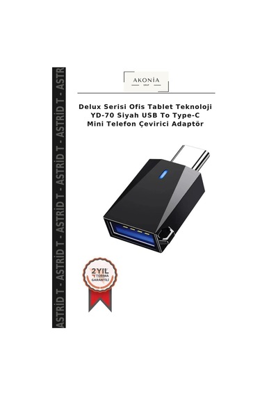 Delux Serisi Ofis Tablet Teknoloji Yd-70 Siyah Usb To Type-c Mini Telefon Çevirici Adaptör