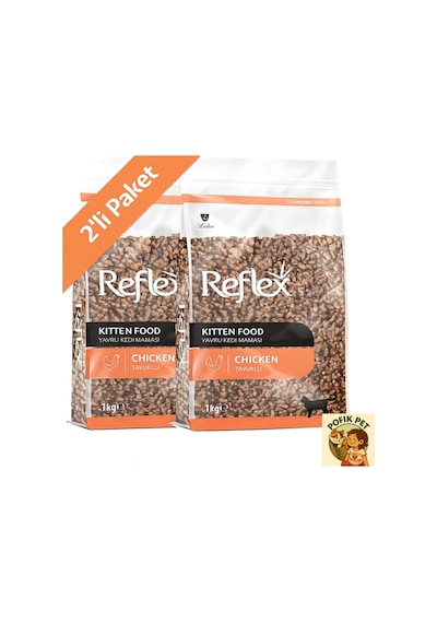 Reflex Kitten Tavuklu Yavru Kedi Maması 1 Kg X 2 Adet Toplam 2 Kg 2 Li Fırsat Paketi