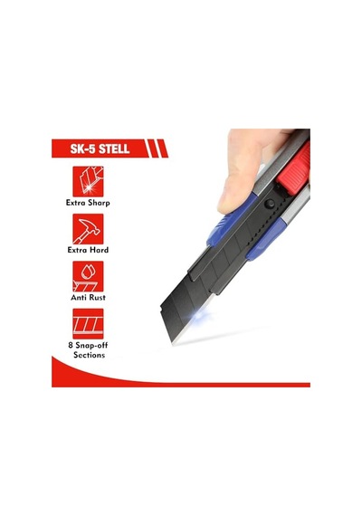 Wp212022 18 Mm Ağır Hizmet Alüminyum Kasa Maket Bıçağı + 10 Adet Yedek Bıçak