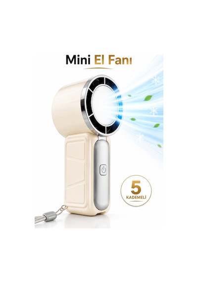 Mini El Fanı Taşınabilir 800mah Usb Sarjlı Soğutucu 5 Kademeli Mini Vanitalatör