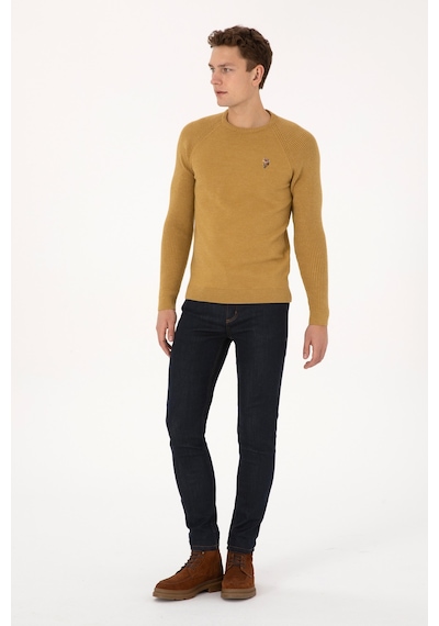 U.S. Polo Assn. Erkek Regular Fit Bisiklet Yaka Hardal Kazak 50314983-VR151