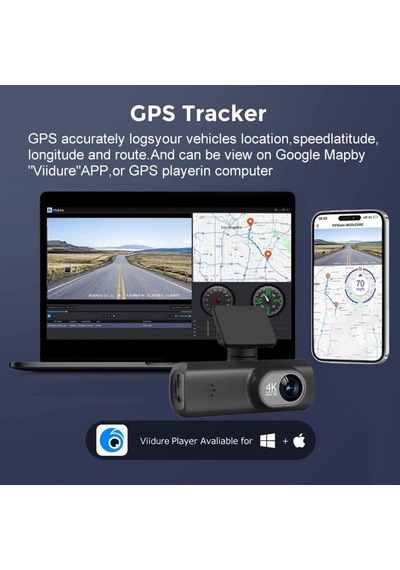 Dash Cam Araç Kamerası Ön Arka Kayıt, Gps Takip, Wifi Bağlantı, 3840x2160p 4k Ultra Hd