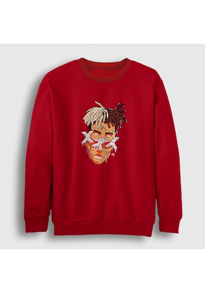 Presmono Unisex Melting Xxxtentacion Sweatshirt Kırmızı