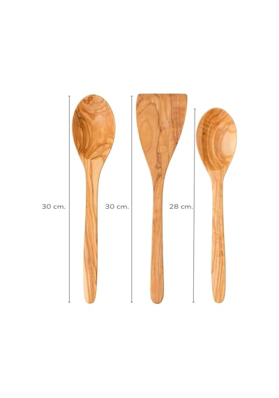 Ayrex El Yapımı Zeytin Ağacı Mutfak Seti 3 Parça Doğal Ahşap Kaşık Ve Spatula Seti 30 Cm Diğer